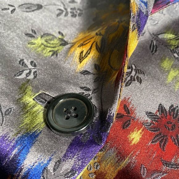 Ralph Lauren Watercolor Multicolored Floral Gray Silk Jacquard Dinner Jacket - Picture 10 of 16